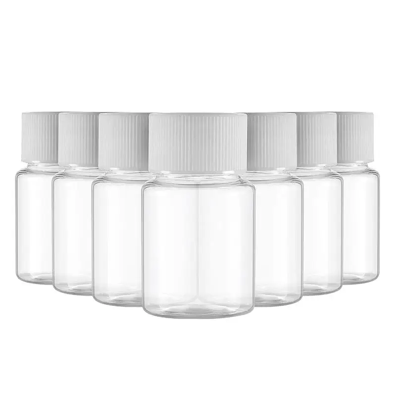 

10pcs Refillable Bottle Transparent Plastic Small Vials Screw Lid Container Portable Travel Accessories for Powder Liquid (30ML)