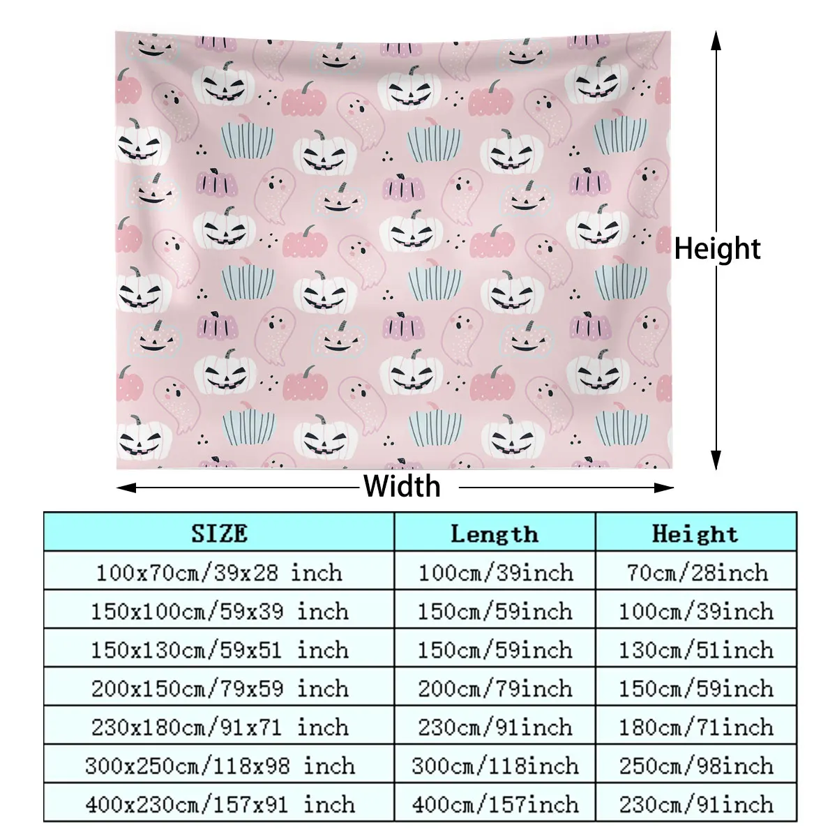 Pink Tone Pumpkin Ghost Halloween Tapestry 1PC, Wall Hanging Decor For Living Room Bedroom, Halloween Party Pendant Festival