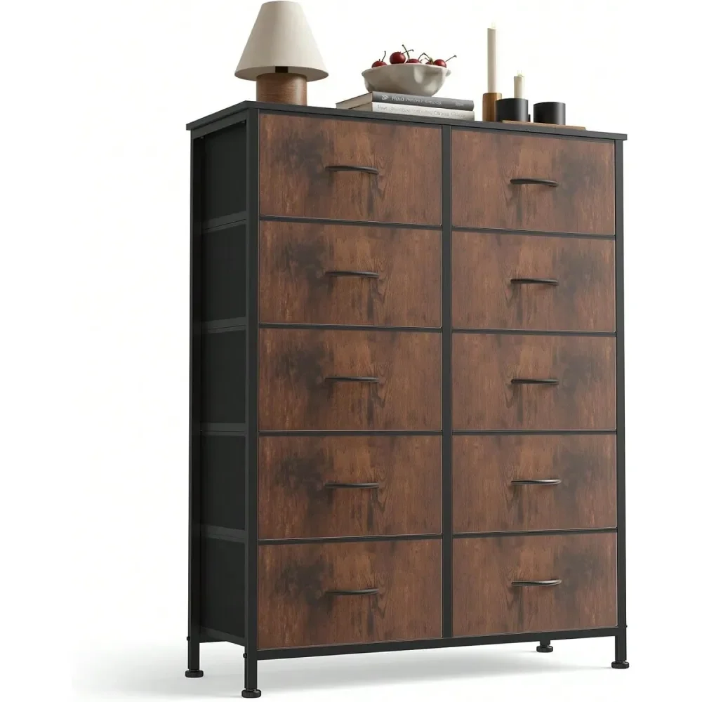 

Tall Black Dresser For Bedroom With 10 Drawers, Chest Of Drawers, Dressers Bedroom Furniture, Storage Organizer Unit With Fabri
