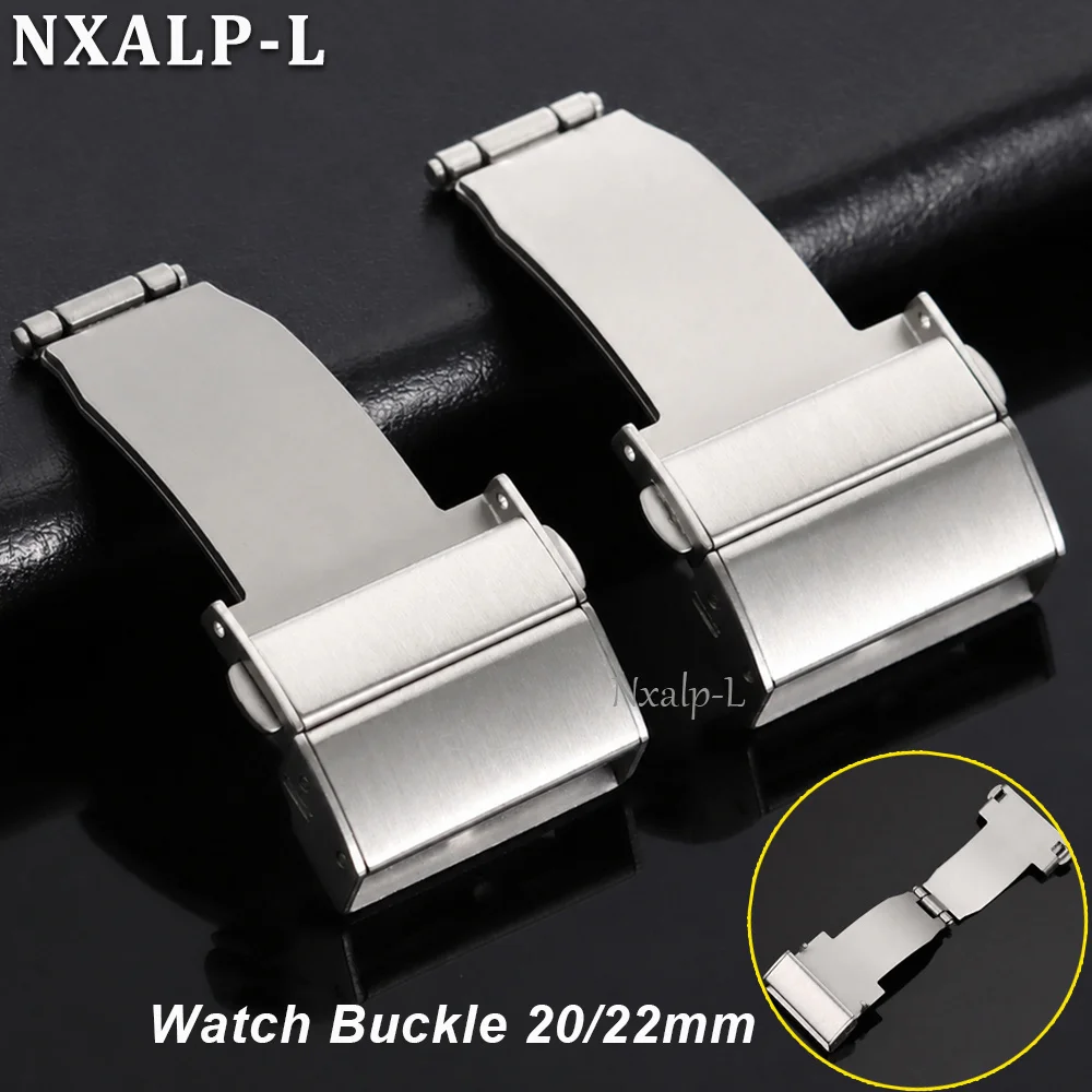 1pcs Folding Button 20mm 22mm Stainless Steel Watch Buckle Watch Band Double Press Automatic Clasp Deployment Clasp Accessories