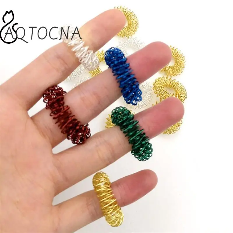 10pcs/Set Spiky Sensory Finger Rings Acupressure Ring Spikey Great Fidget Ring For Kids Adults Silent Stress Reducer Massager