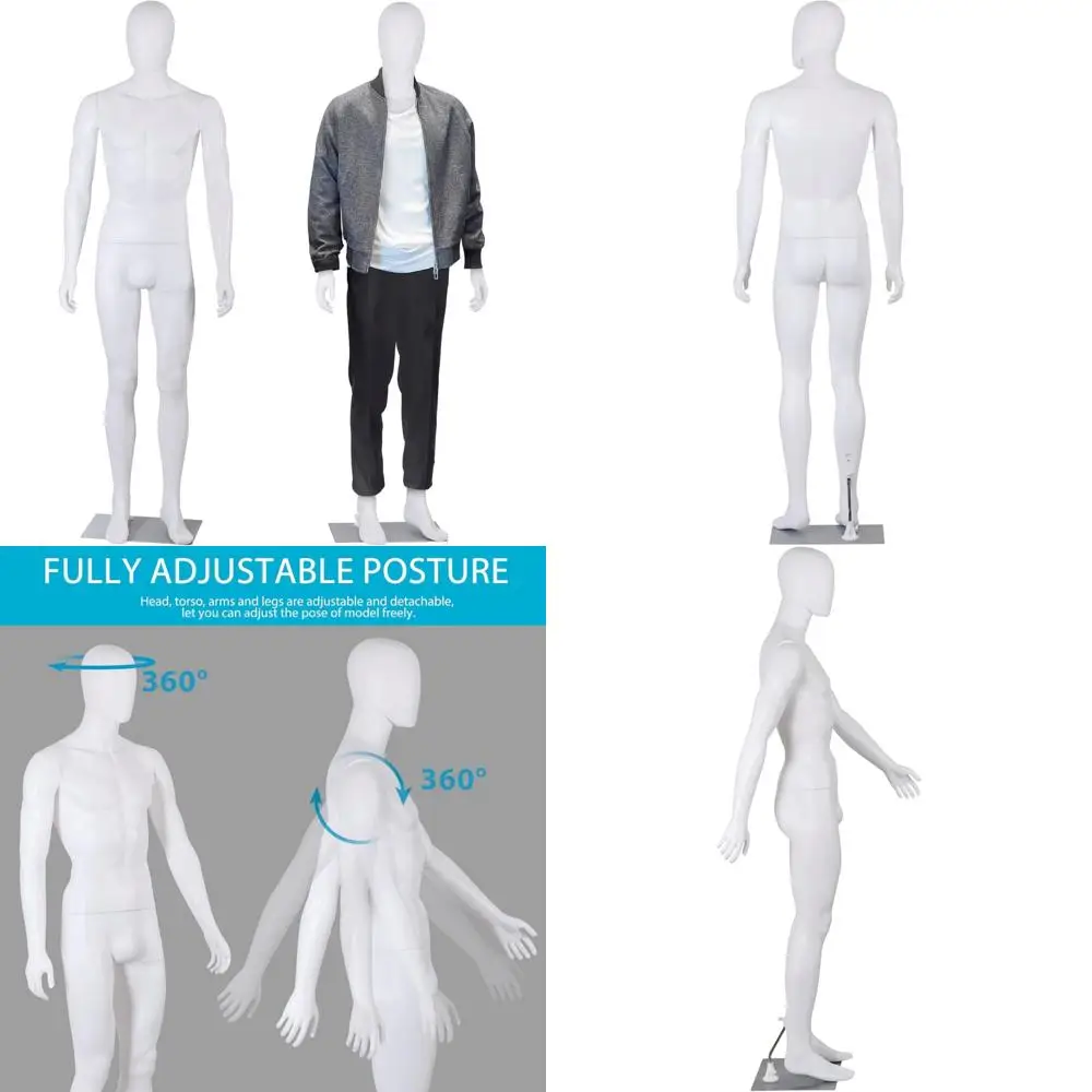 

Realistic 73 Inch Male Mannequin with Adjustable Stand - Full Body Dress Form for Display and Modeling