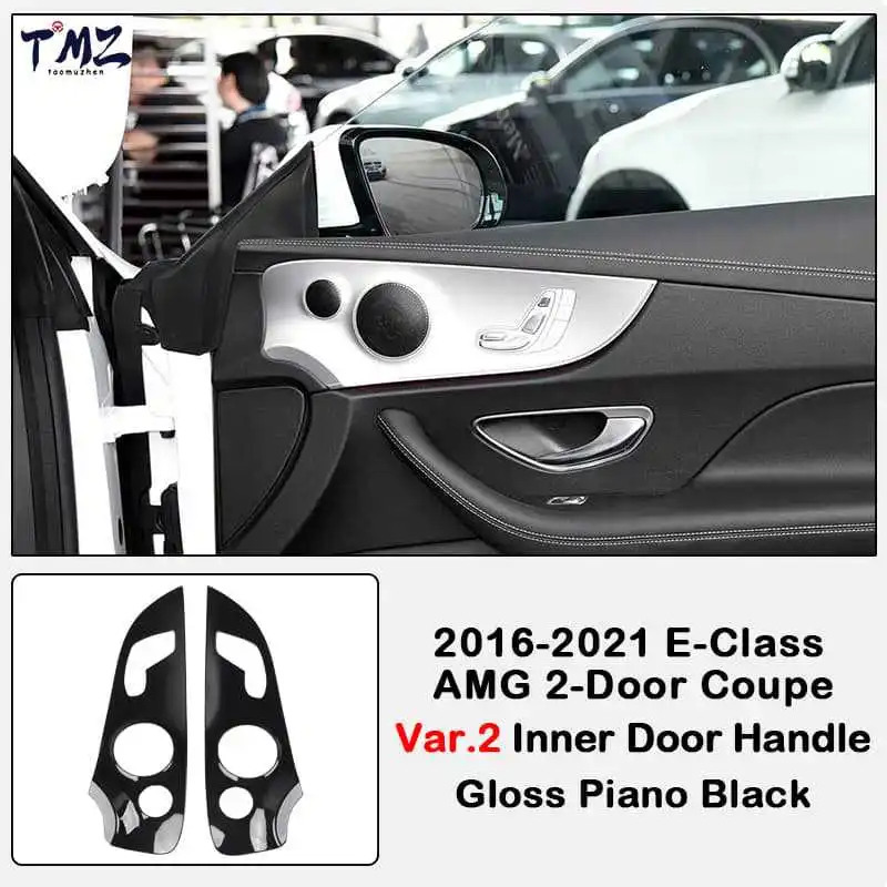 Carbon Fiber Inner Door Handle Trim For Mercedes-Benz E Class C238 A238 2016-2021 AMG Coupe Piano Black Car Interior Accessories