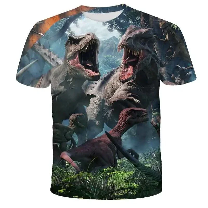 Men Primitive Forest Dinosaur Elements Pattern Short Sleeve Men's Casual Comfortable Breathable Top Men's Fashion Trend T-Shirt