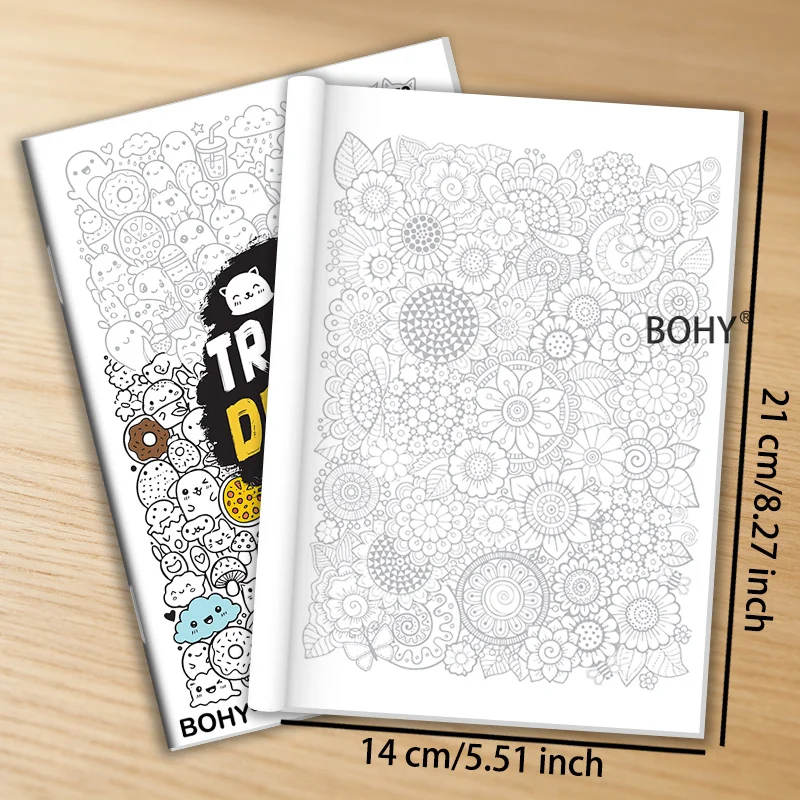1 Adult Decompression Line Drawing and Coloring Album, Include Pattern Line Draft Themes As Mandala Flowers/plants, 24 Pages