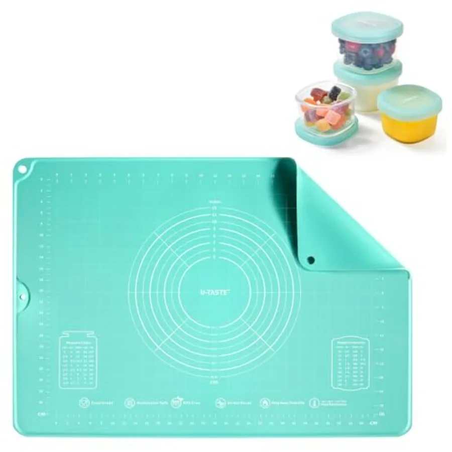 حصيرة معجنات كبيرة من السيليكون السائل مقاس 28 × 20 بوصة وحاويات تخزين صغيرة 3 أونصة 6 أونصة صندوق فريزر من السيليكون السائل بدرجة الطعام