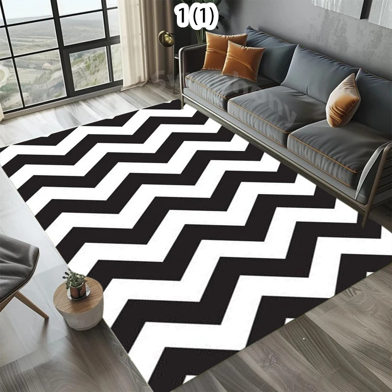 Luxury Black White& Gold Rug Soft Non-Slip Washable Area Carpet Vintage Modern Glitter Floor Mat for Living Bedroom Entryway