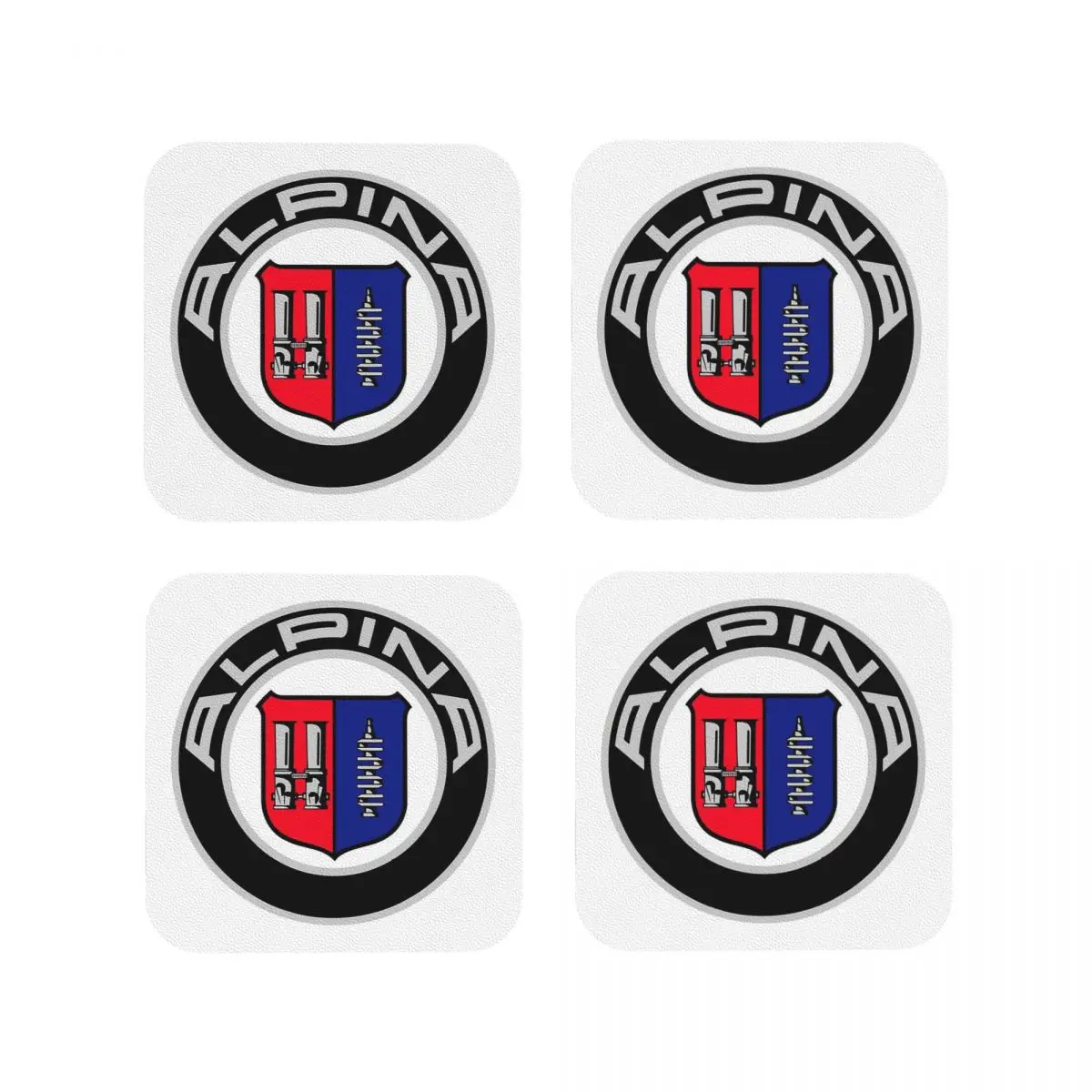 

Alpina - Classic Car Logos Coasters Kitchen Placemats Waterproof Insulation Cup Coffee Mats Decor Home Tableware Pads Set of 4