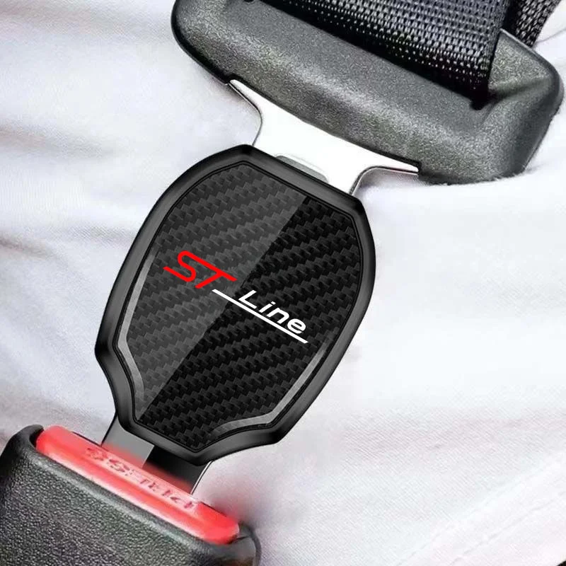 Car Seat Belt Clip Carbon Extender Lock Buckle Plug Car Accessories interior For Ford ST LINE stline kuga fiesta MK2 MK3 FOCUS