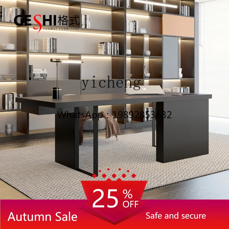 

New Chinese Office Desk Black Oak Study Home Workbench Computer Desk Writing Desk