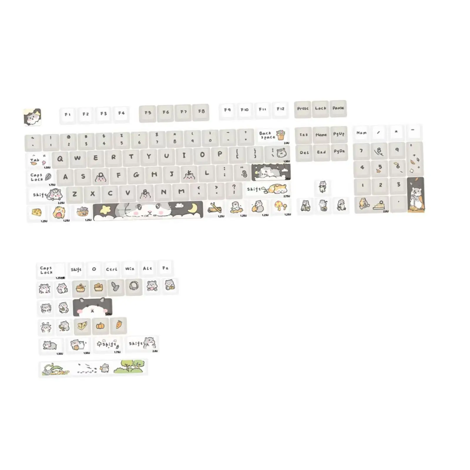 Teclas PBT 132 resistentes al desgaste, regalo Ideal, patrones de ardilla, reemplazo de impresión, resistentes, transparentes, fáciles de instalar