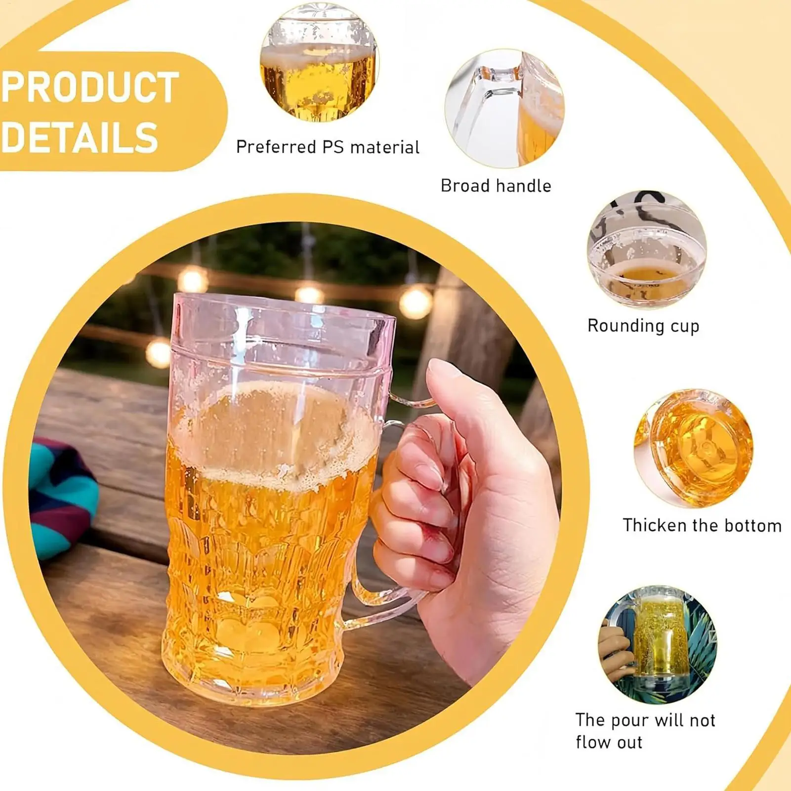450ml Funny Fake Beer Mug Realistic Beer Mug With Handles Tricky Toys Creative Beer Model Prank Toy For Party Family Holiday view 5