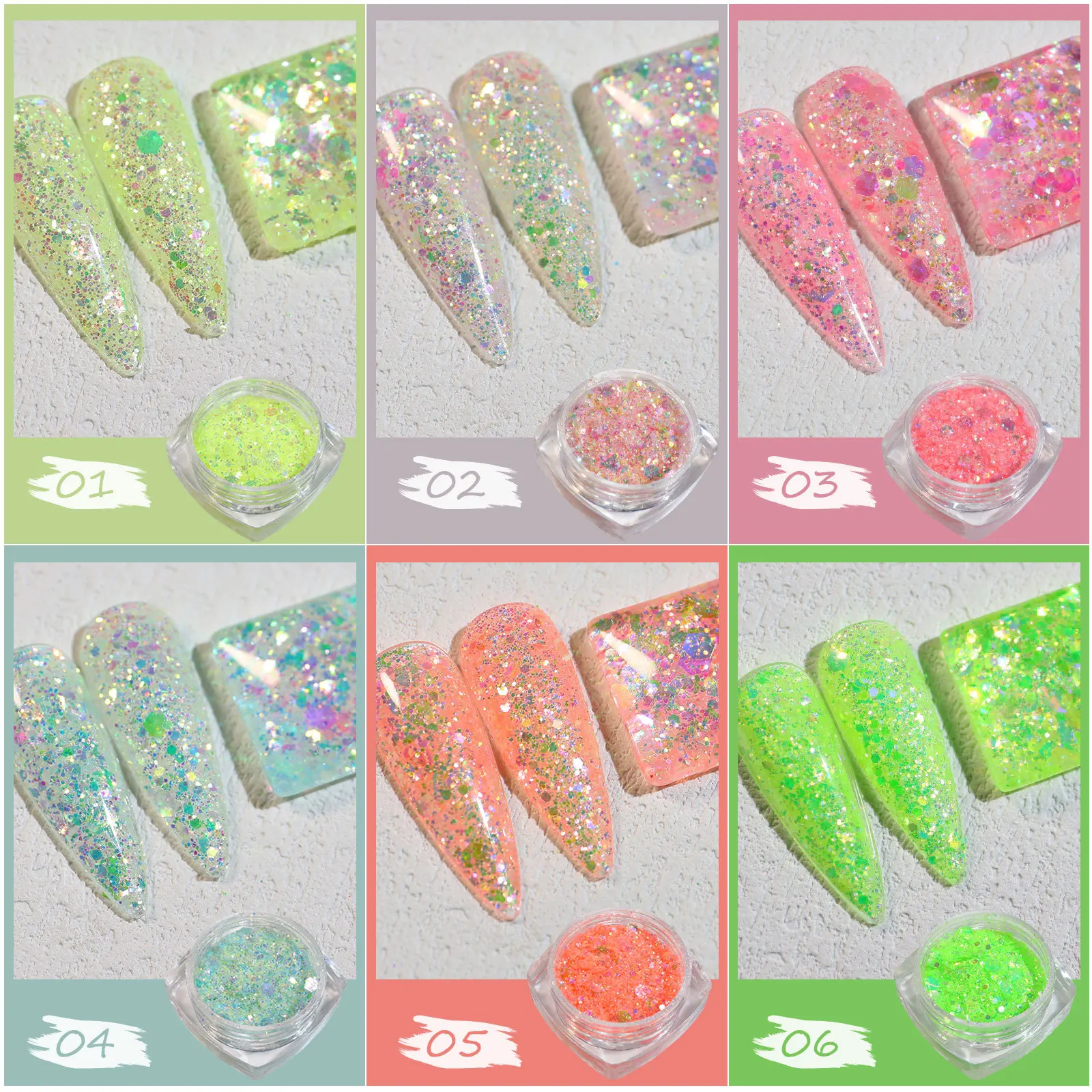 Lentejuelas de estrella brillante para uñas, copos de purpurina holográficos 3D, diseño de anillo mixto, decoraciones de Arte de uñas, manicura iridiscente deslumbrante