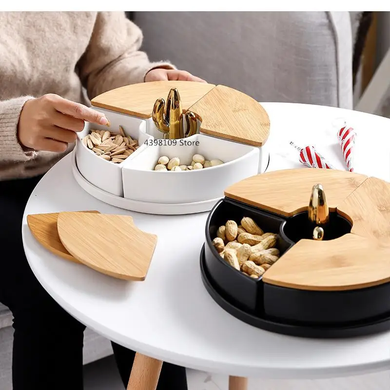 

Тарелка с фруктами кактуса, керамическая посуда, 4-сетка, тарелка, гайка, современный поднос для хранения закусок в гостиной, корзина