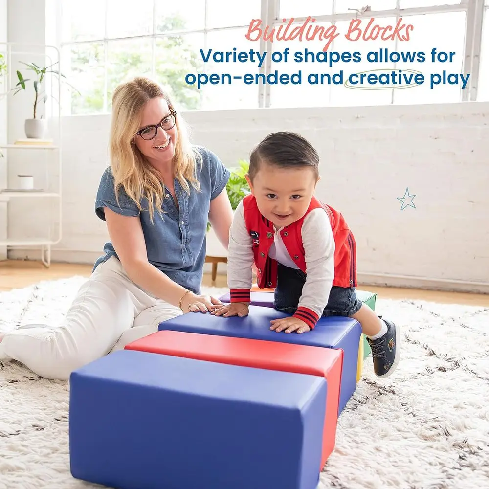 ECR4Kids Set di blocchi di schiuma morbida, assortimento giocoso, varietà da 7 pezzi