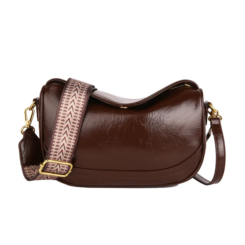 حقيبة وسادة بلون سادة، محفظة كتف بحزام عريض للنساء، حقيبة كروس أنيقة من النهار إلى الليل، حقيبة حبال عصرية #4