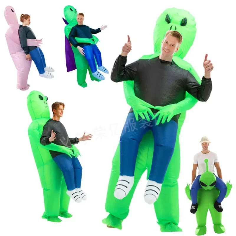 Et alienígena inflável terno alienígena monstro inflável traje assustador verde alienígena cosplay traje para adulto festa festival palco