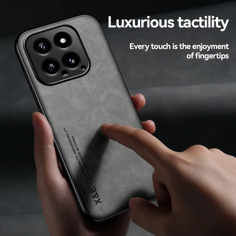 For Xiaomi 14 Phone Case Xiaomi 14 Pro Magnetic Lnvisible Stand High End Leather Anti Drop Silicone Protective Case