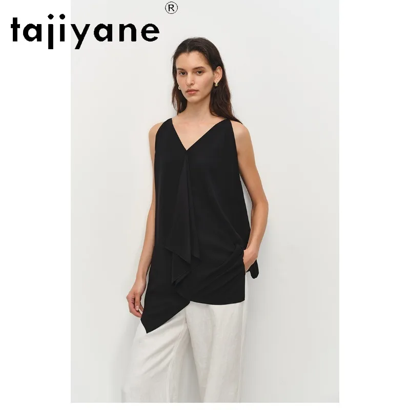 TAJIYANE Tank Top V-neck Loose Women's Tanks Mid-length Vests for Woman Clothes Sleeveless Summer Tops Minimalism Топ Женский