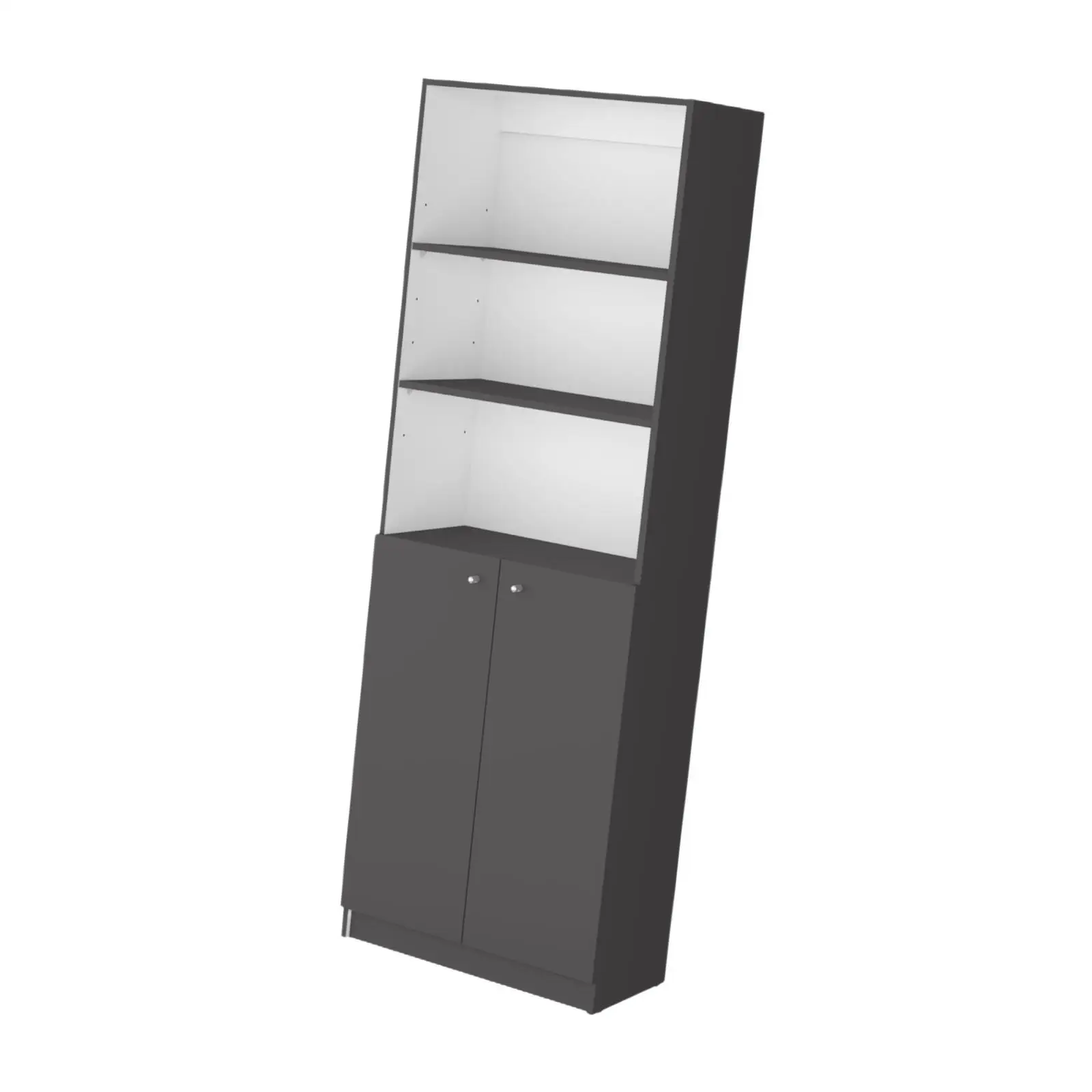 2-Door Bookcase with Multi-Level Shelves - Space-Saving Design, Easy Assembly,