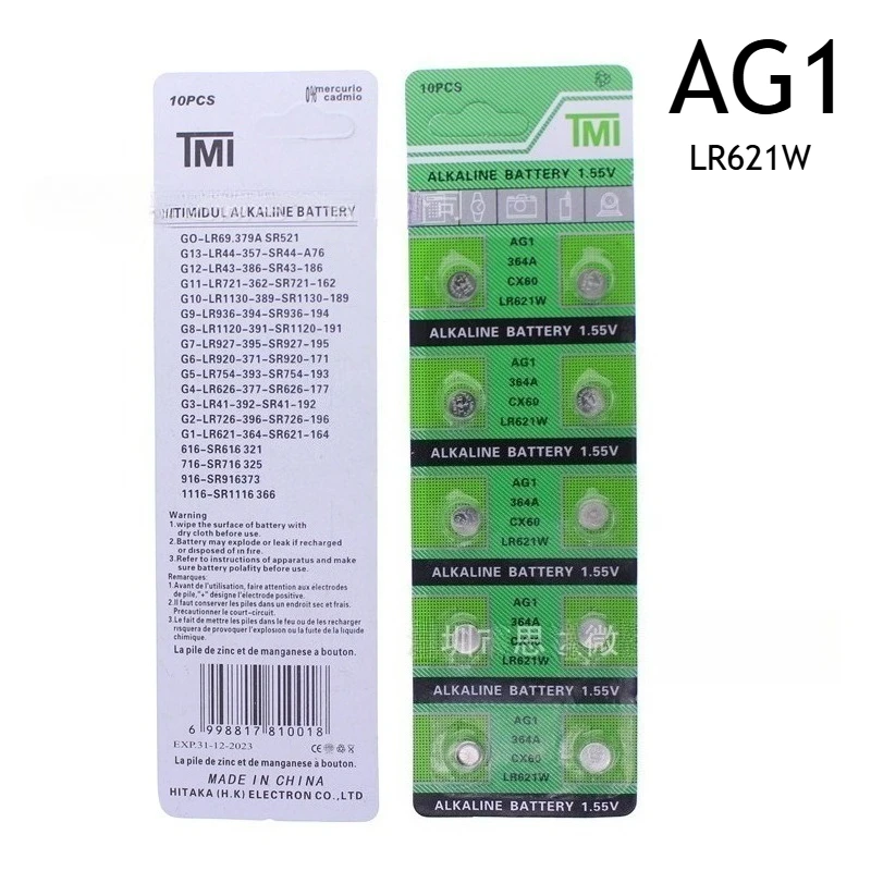 

AG1 Батарея для часов 1,55 В AG1 LR621 364 164 531 SR621 SR621SW SR60 CX60 1,5 В Батарейки-таблетки для игрушек с пультом дистанционного управления