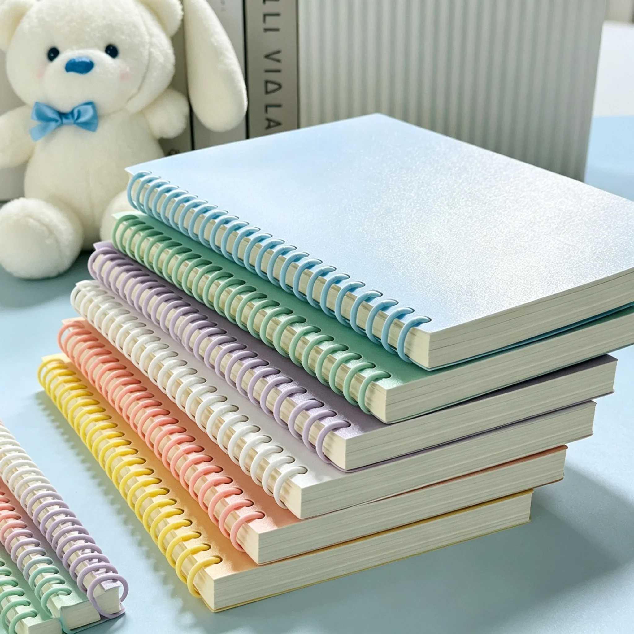 Macaron Loose Leaf Binder Cover, DIY Refillable Ring Binder, A4/A5/B5 20/26/30 Holes, Kawaii Stationery School Office Supplies