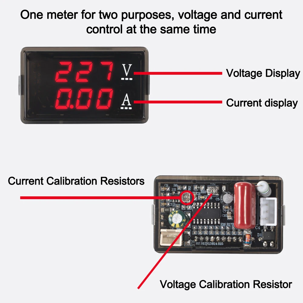 Digital Voltmeter Ammeter AC70-480V 10A 100A Blue + Red LED Dual Digital Amp Volt Meter Gauge