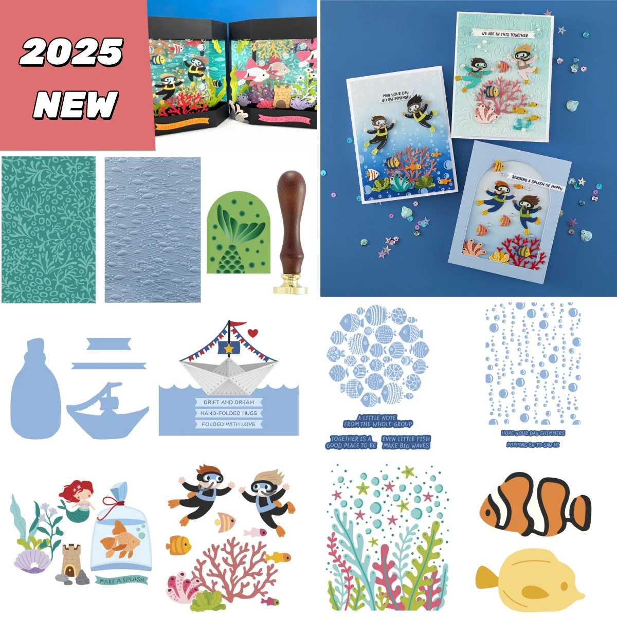 

2025 Underwater World Diving Clear Stamps Metal Cutting Dies Stencil Hot Foil Wax Stamper for DIY Scrapbook Embossed Handcraft