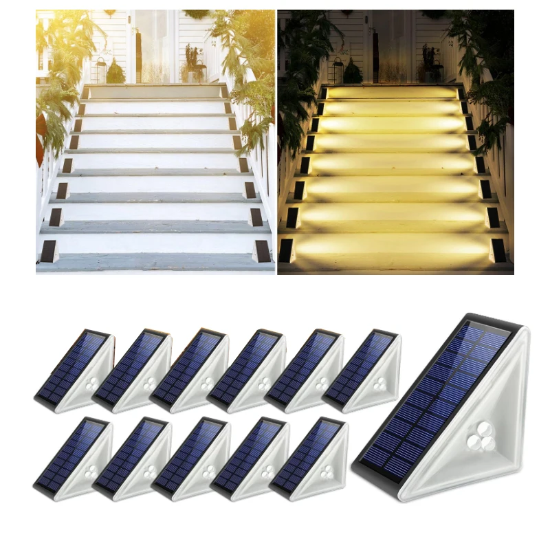 Imagem -02 - Impermeável Solar Powered Led Light ao ar Livre Escada Jardim Cerca de Iluminação Luzes Decorativas Leds