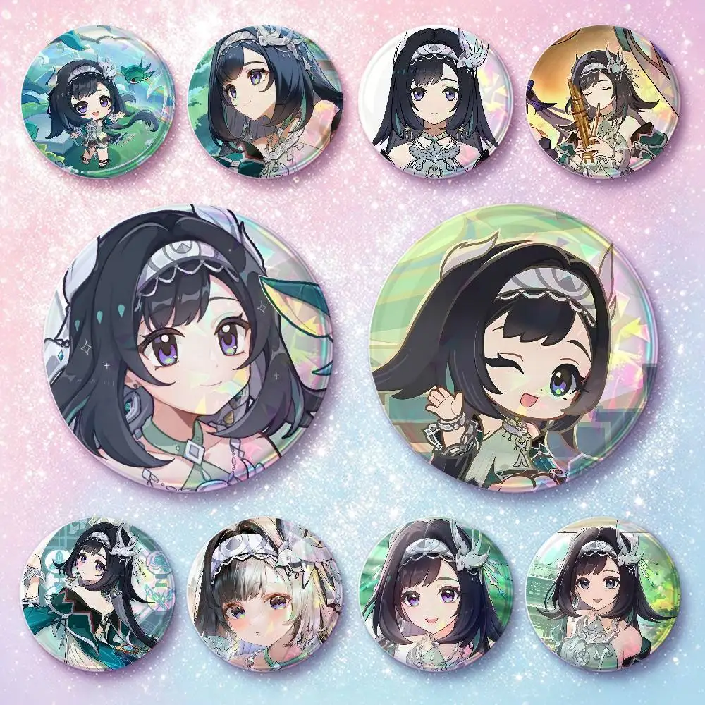 Lan Yan Genshin Impact Badges 25 32 44 58 75 Mm Round Cosplay Pin Bag Decor Fans Collect Friends Gifts Brooch Souvenir