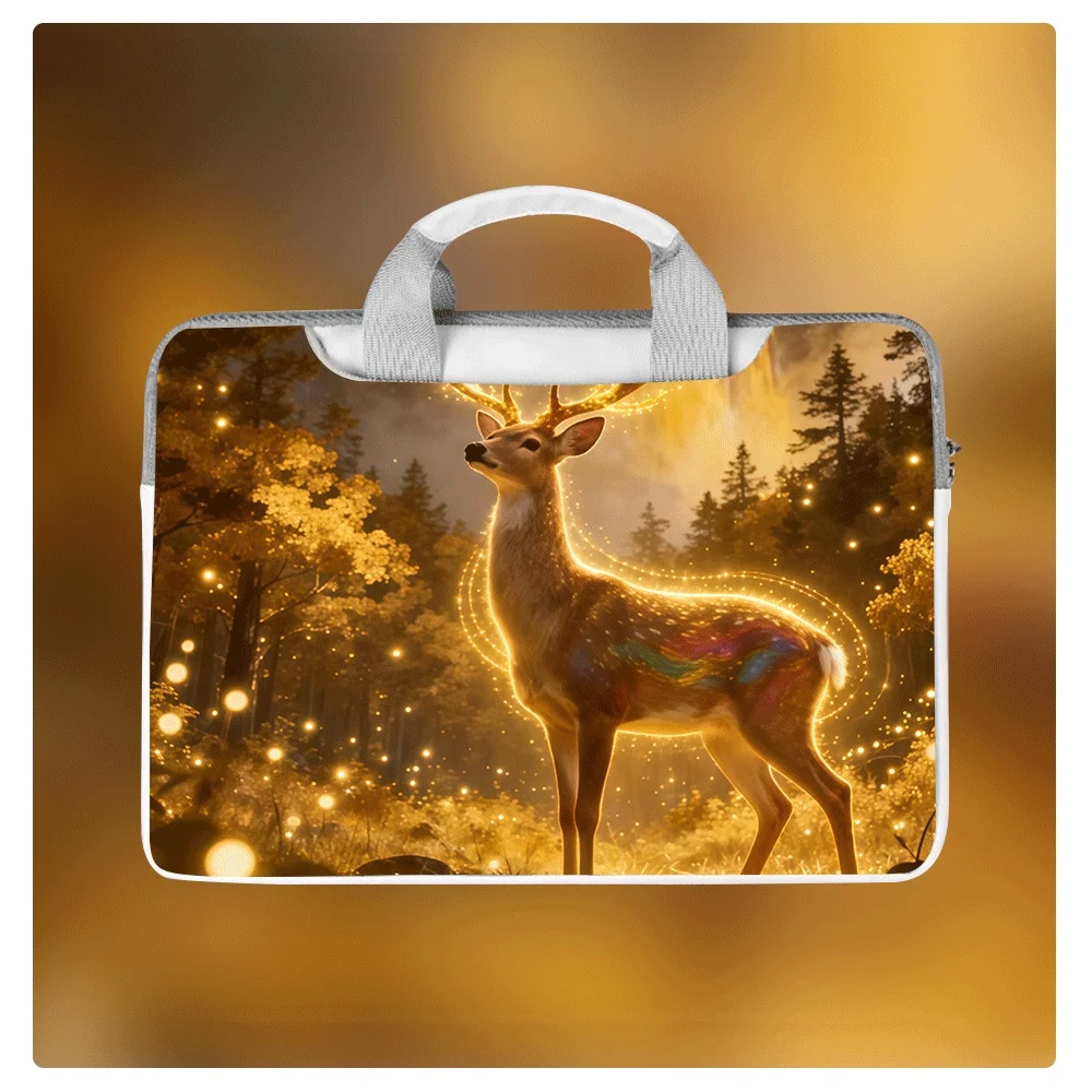 

Animal Deer Print Laptop Handbag 13 14.6 15 14 16Inch Waterproof Shockproof Large Capacity Zipper Briefcase Large Capacity Gift
