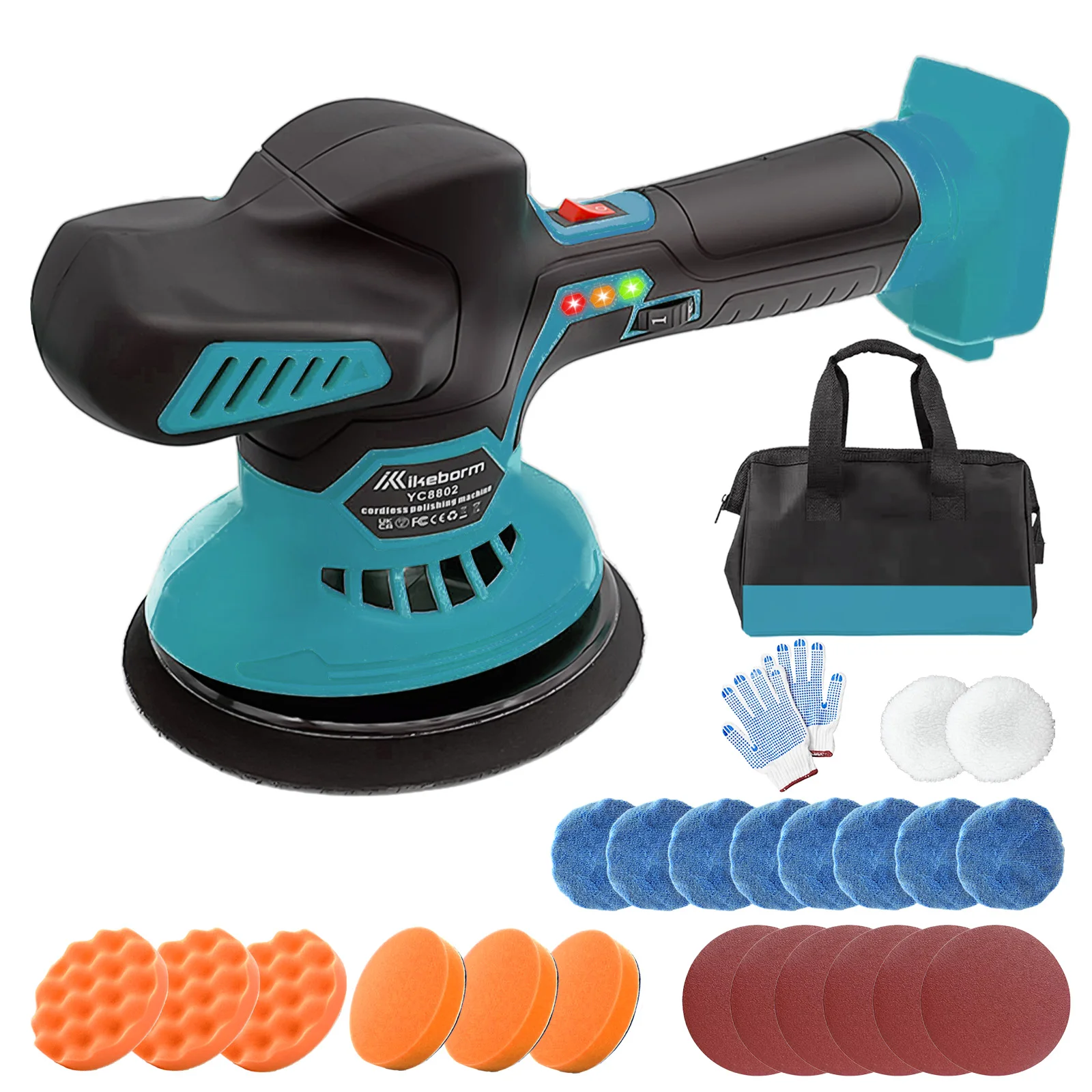 Cordless Car Buffer Polisher, 6 Variable Speed 6800RPM Orbital Polisher, for Car Detailing Polishing Waxing(Tool Only)