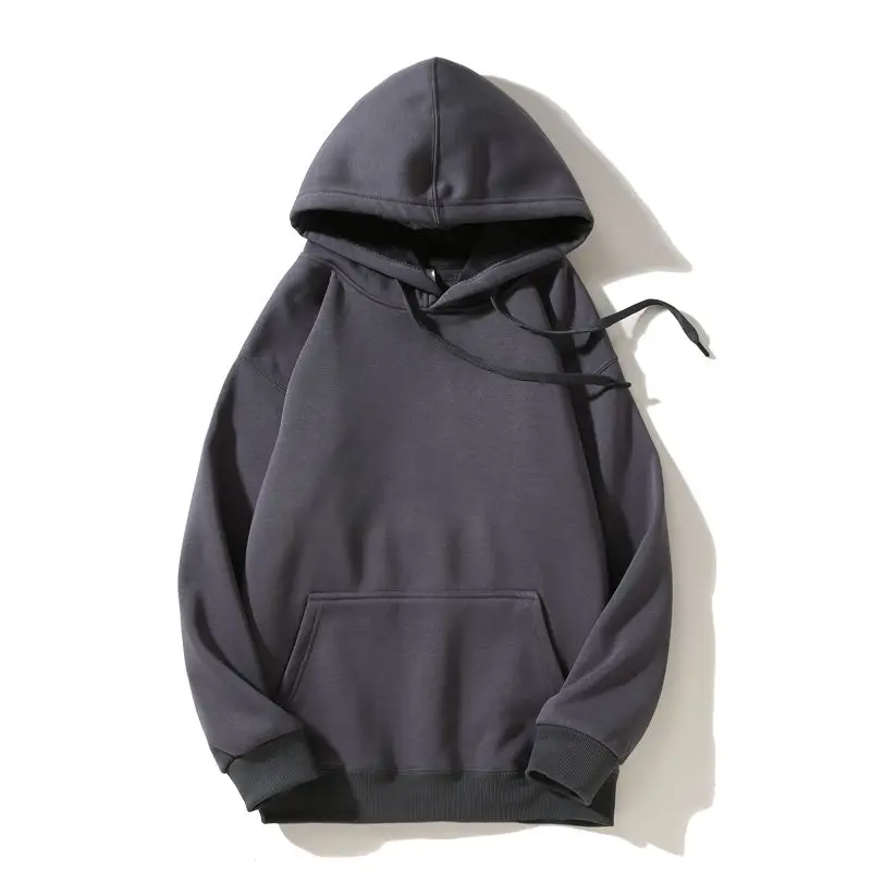 2023 Spring Solid Color Thickened Hooded Sweatshirt Solid Color Korean Retro Casual Pullover Sweater Hoodie Men and Women