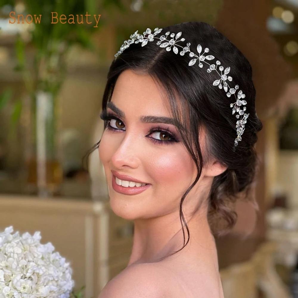 DZ063 Diadema de boda hecha a mano de cristal de lujo, tocado de diamantes de imitación plateados para mujer, diadema de noche, Tiaras para desfile