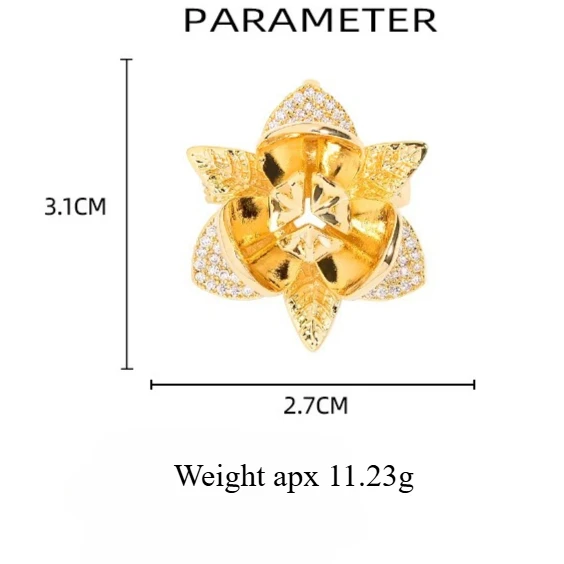 Vintage Golden Color Longdu Flower Brooch Pin Versatile Temperament Waist Closing Artifact High-end Shirt Fixed Buckle Wholesale