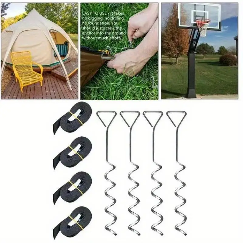 

8 Pcs Heavy Duty Trampoline Ground Anchors for Tents Swing Safety Tie Down Spirals