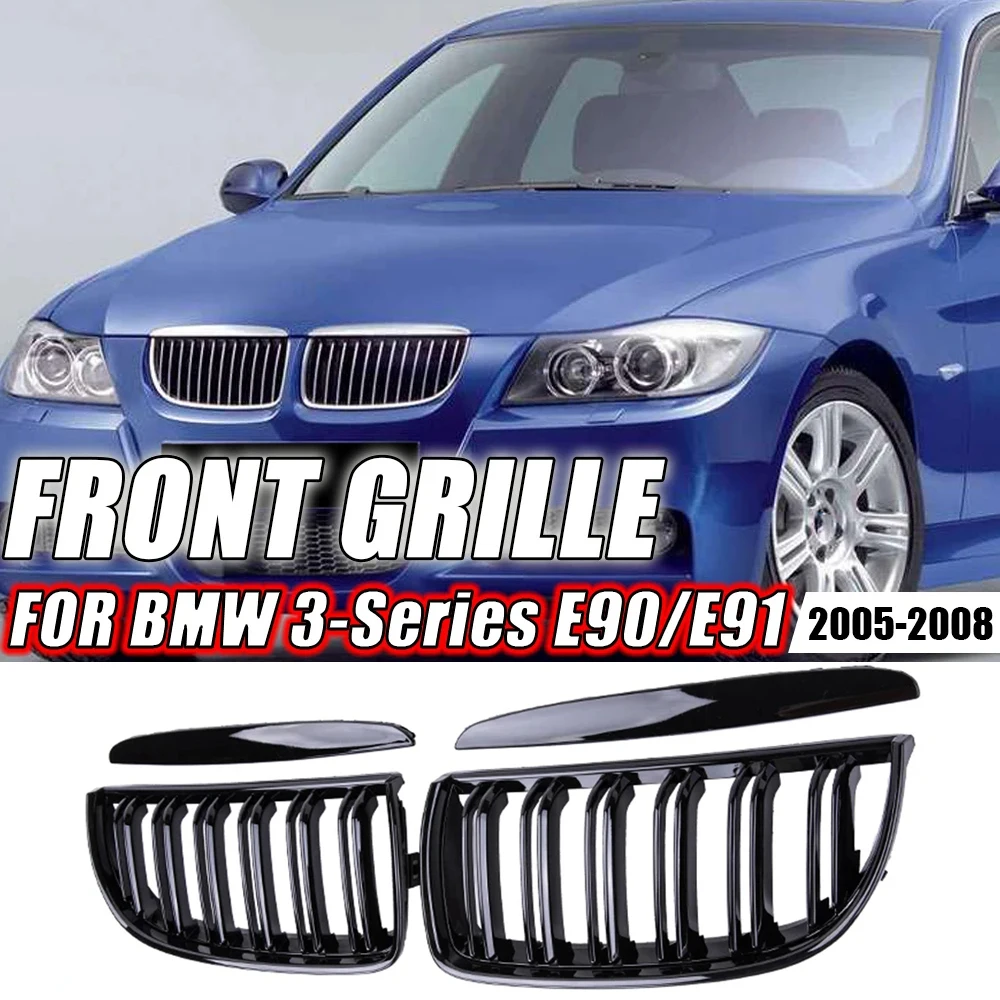 

Grille Racing Grill Gloss Black Car Front Bumper Kidney Racing Grille For BMW E90 E91 3 Series 323I 328I 335I 330I 325I 05-08