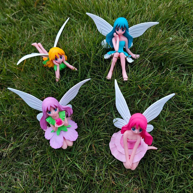 4 Teile/satz Neue Nette Blume Fee Prinzessin Puppe Kreative Micro-landschaft Szene Desktop Ornamente DIY Blume Fee Kuchen Dekoration