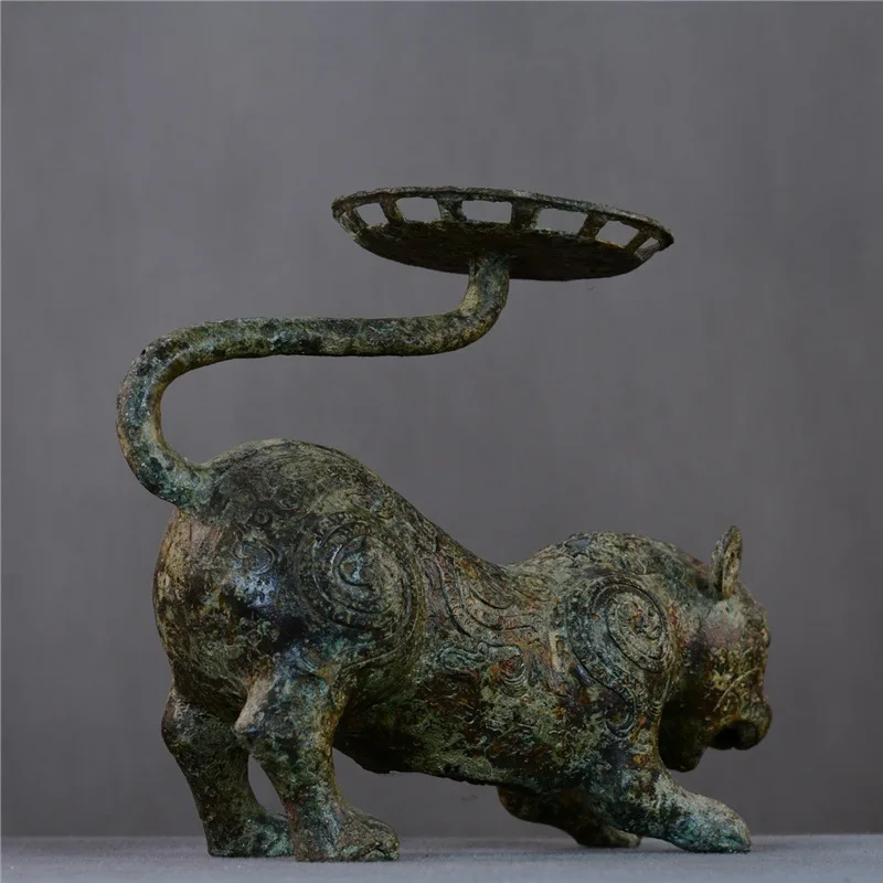 Han Dynasty Tiger Lantern Ornament Collection Museum Made Copper Xiangde Manufactured Ancient Bronze Artifact