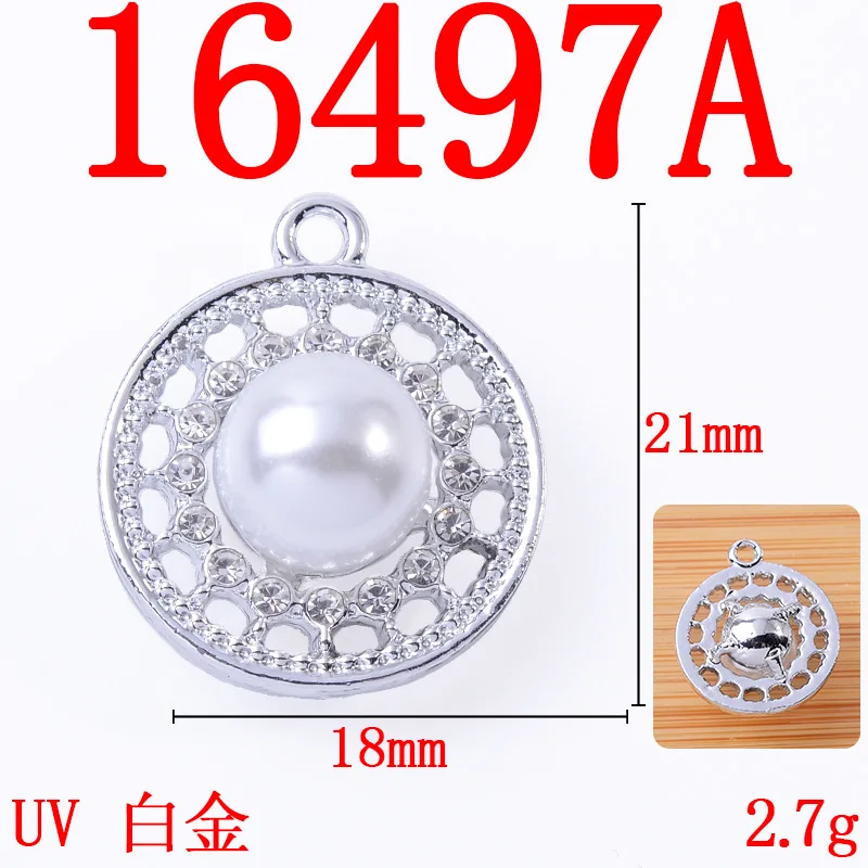 

50PCS Alloy Material Gold/silver color Tone Pearl Crystal Round Shape charm for Head DIY Wedding Jewelry Accessory Findings