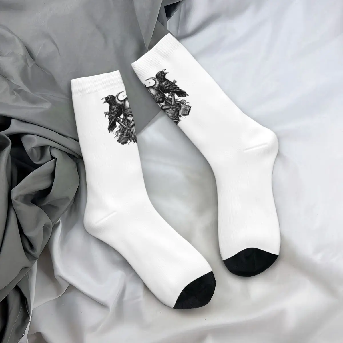 All Seasons Crew Stockings Odin Vikings Viking Legend Norse Mythology Rune Socks Harajuku Long Socks for Men Women Valentine Day