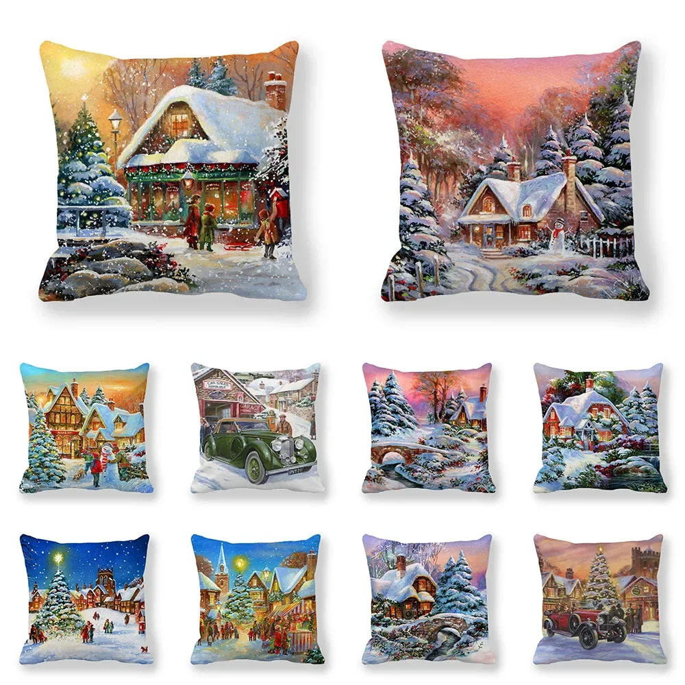 

New Year's Saint Merry Christmas Decoration Print Cushion Cover Home Living Room Sofa Pillow 45x45cm