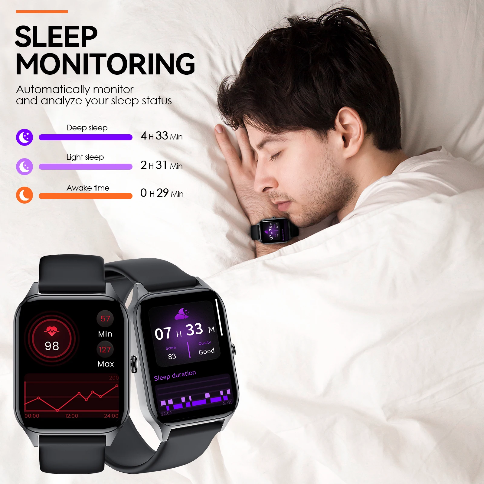 EIGIIS Smart Watch for Men Waterproof Fitness Tracker 100+ Sports Modes Watch with Heart Rate Sleep Monitor Pedometer Compatible