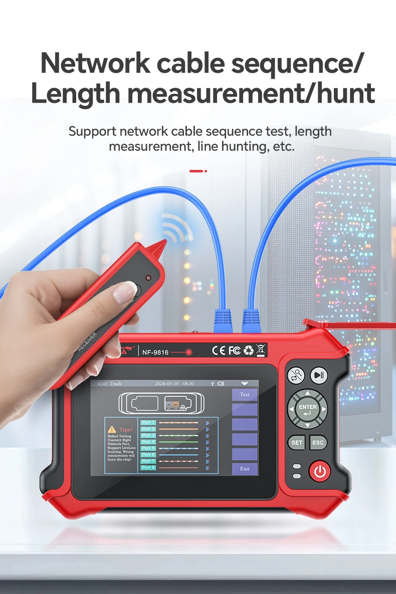 NF-9816 OTDR1310/1550nm Glasfaser 10G Dual OPM Multi-in-1 Optisches Zeitbereichsreflektometer mit OPM OLS VFL Map 6 Verkauft – Detail 11