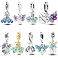 Luminous Charms 925 Silver Firefly Pendant Fit Original Bracelet Making Fahsion Jewelry