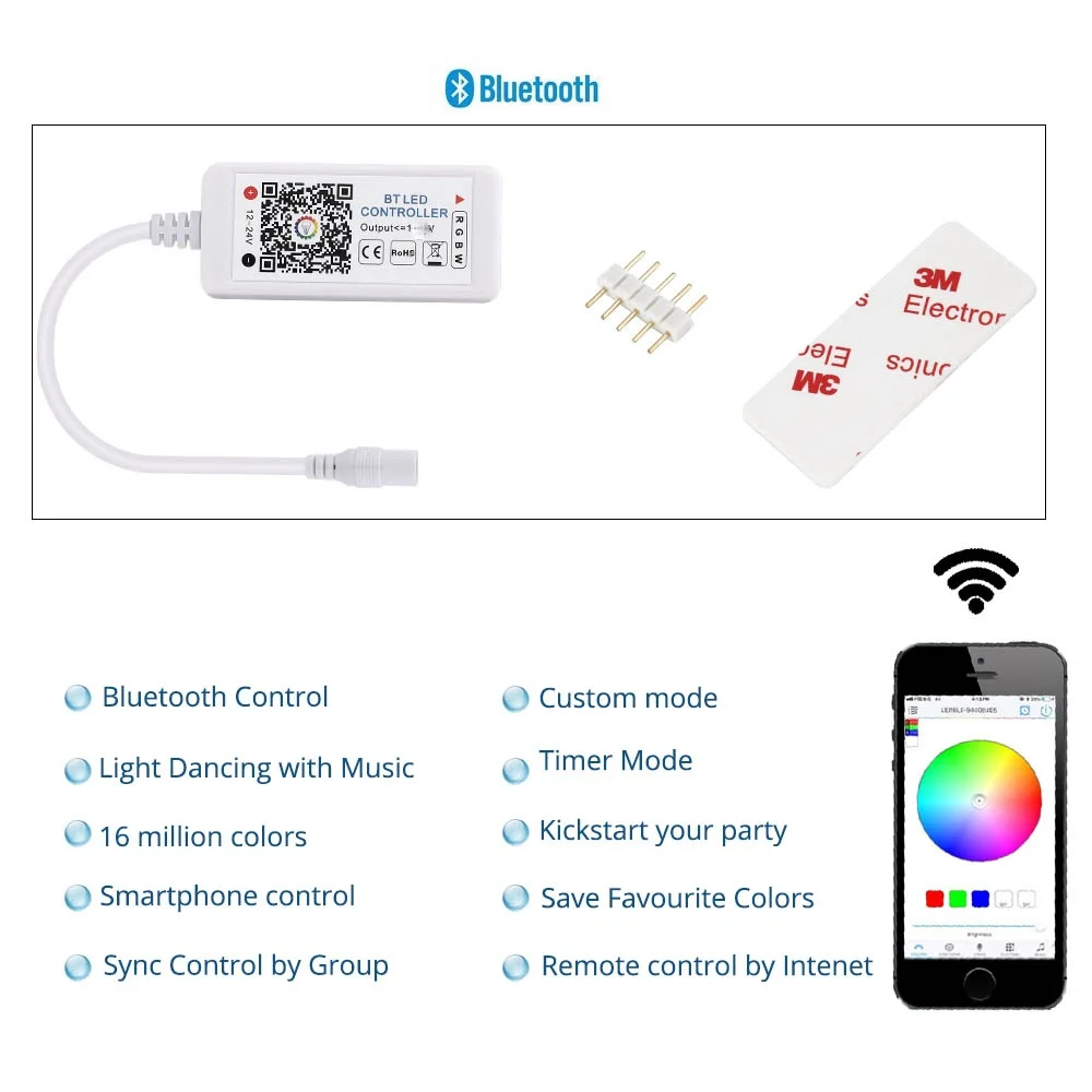 RGB WiFi LED Strip Light Bluetooth IR Controller DC 5V 12V 24V For Panel Timing Function Android IOS APP Google Magic Home