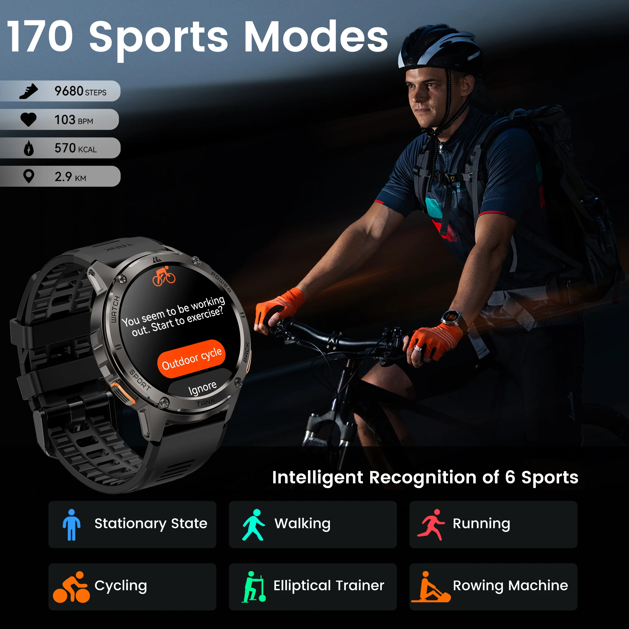 KOSPET-reloj inteligente T3 Original para hombre y mujer, accesorio de pulsera deportivo con Pantalla AMOLED, voz IA, AOD, Bluetooth y diseño militar