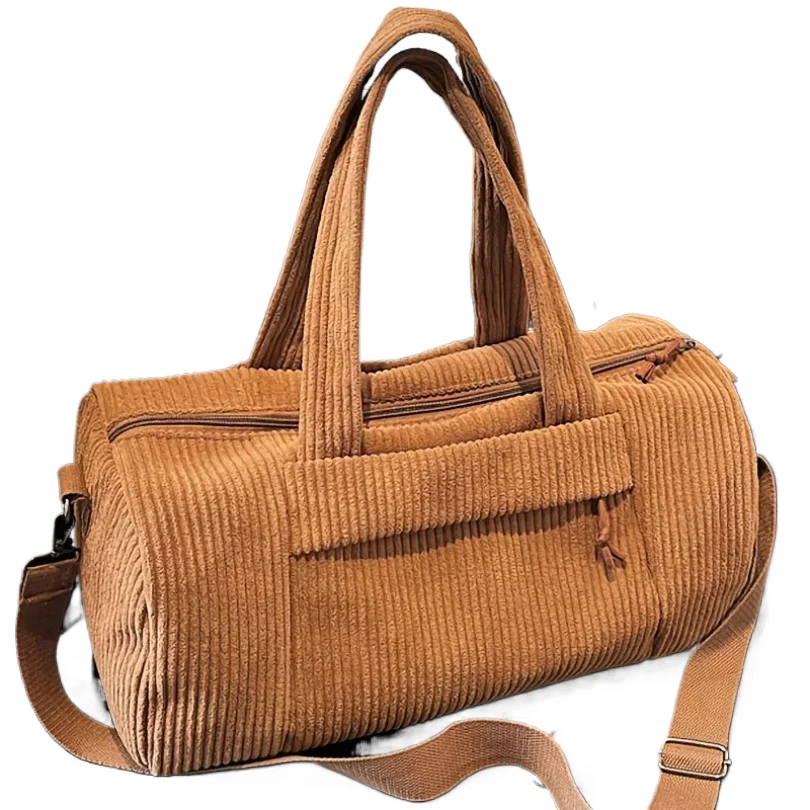 

New Large Capacity Sports Fitness Bag Solid Color Portable Shoulder Bag with Adjustable Shoulder Strap Unisex Corduroy Handbag