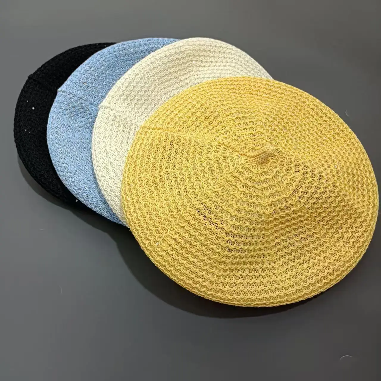 Fashion Summer Beret Hat For Women Shinning Sequins Solid Best Matched Outdoor Sunshade Hats Girl Autumn Bonnets Bonia Cap Gift