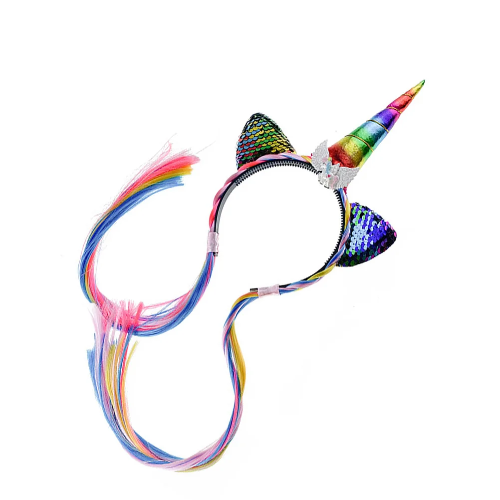 

Unicorn Headband Shiny Sequin Design One Size Fits Most Party Halloween Masquerade Cosplay Concert Hair Accessory